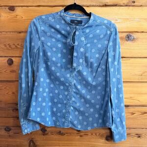 Boden Denim Shirt Polka Dots Bow Women’s size 4